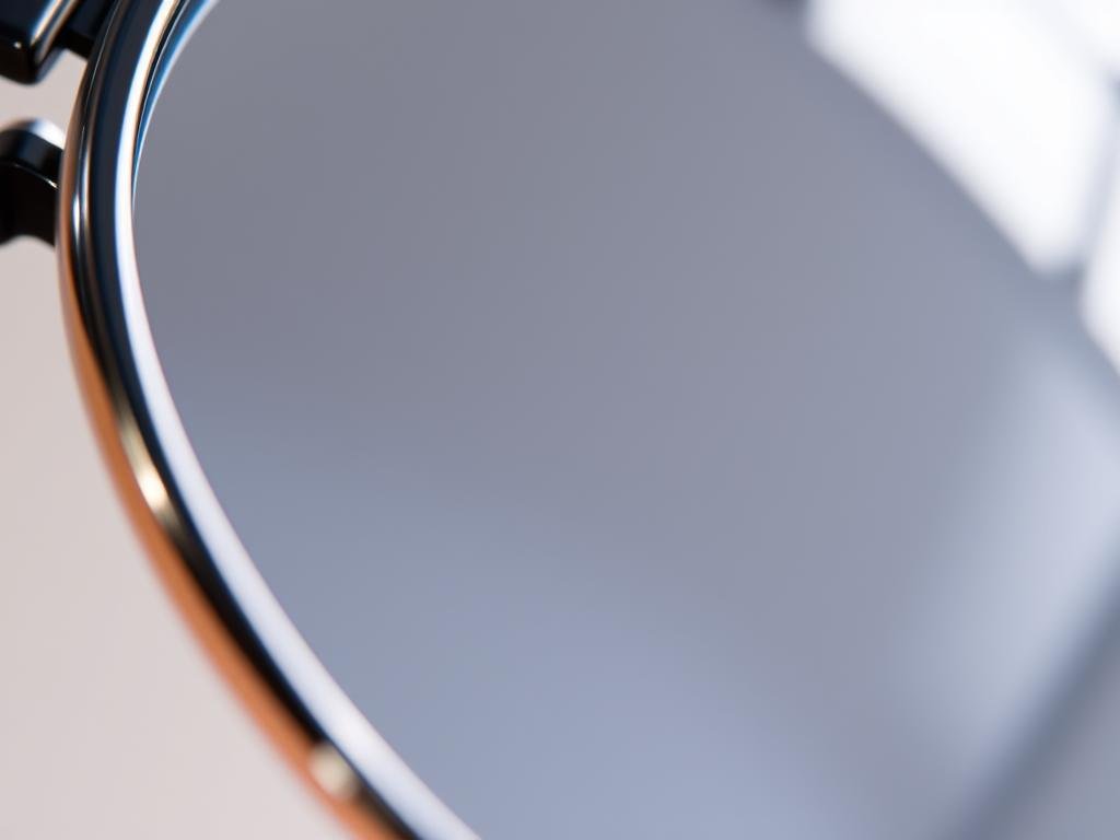 Close-up of glass sunglasses lenses showing their clarity and reflective properties