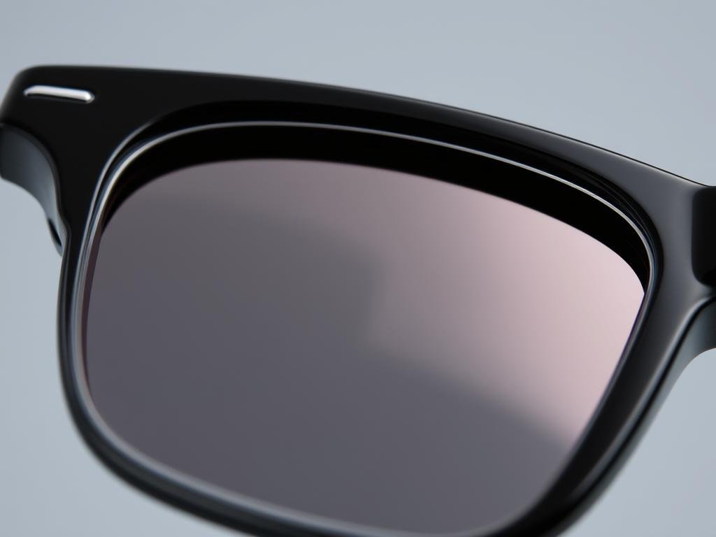 Close-up of plastic sunglasses lenses demonstrating their impact resistance properties