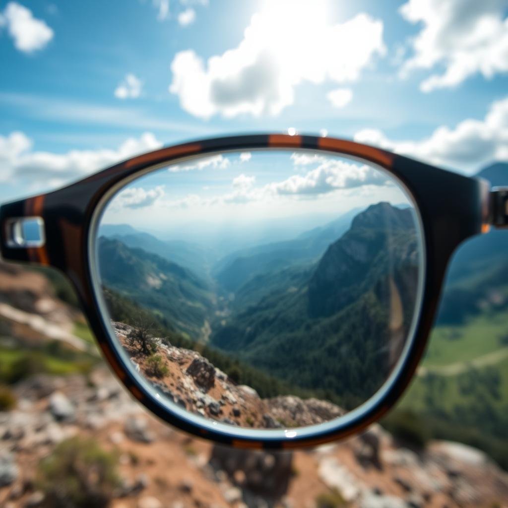 Close-up view through glass sunglasses lens showing exceptional clarity