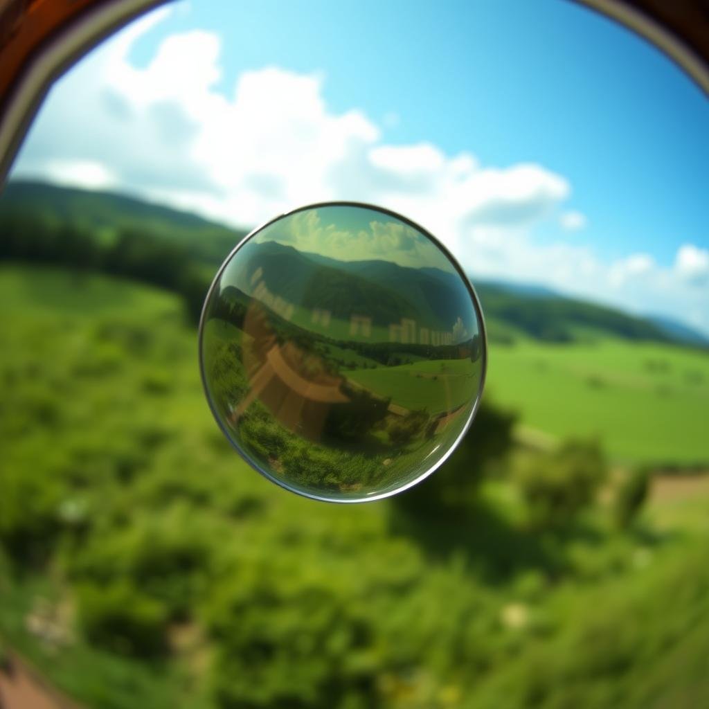 Close-up view through plastic sunglasses lens showing good clarity with minimal distortion