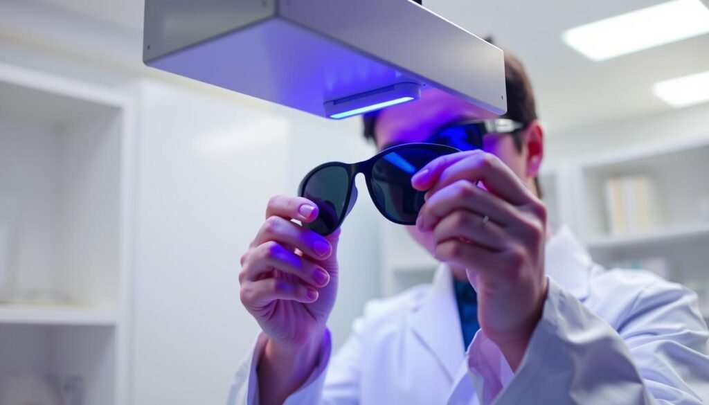 testing UV protection sunglasses