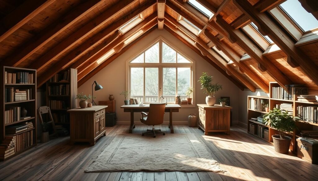 unfinished attic home office